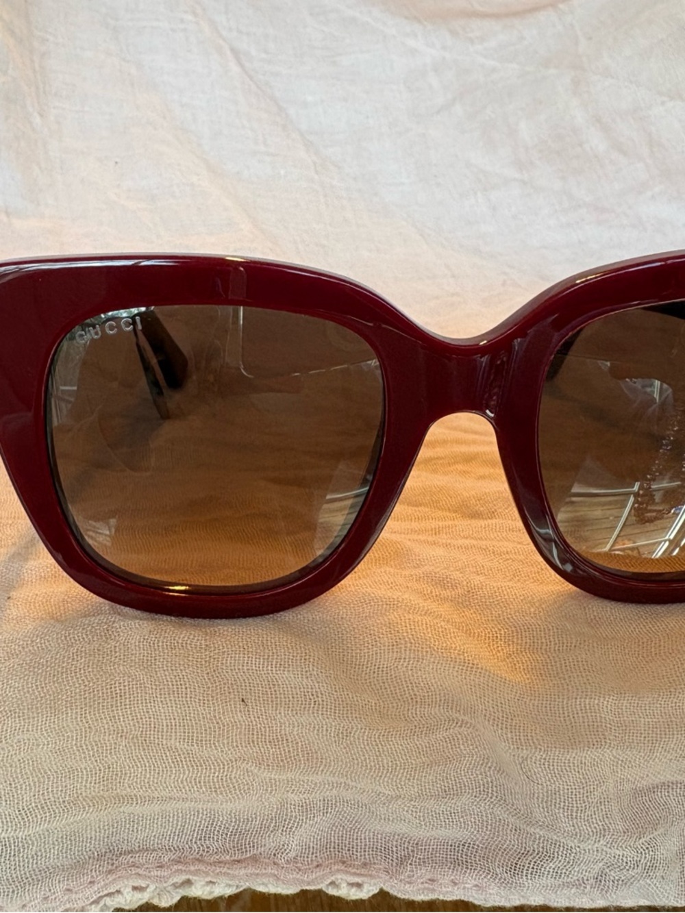 Gucci Deep Red Oversized Square Sunglasses